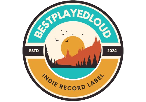 BestPlayedLoud indie record label logo based in Cairns Australia featuring stylised mountains and sun design